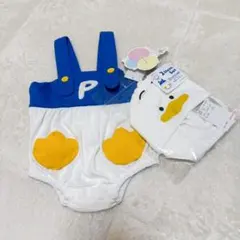 新品未使用】バースデイ あひるのペックル ロンパース ボンネット 80 