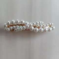 パール装飾 ゴールドヘアバレッタ