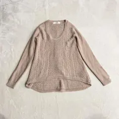 ZARAKNIT ニット　セーター　ケーブル編み Vネックニットセーター ピンク