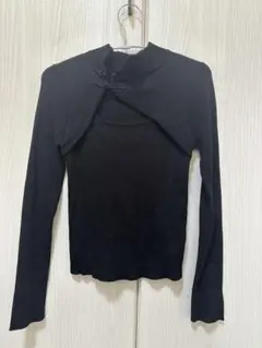 リブ編みハイネックセーター Fサイズ　ブラックグレー２点