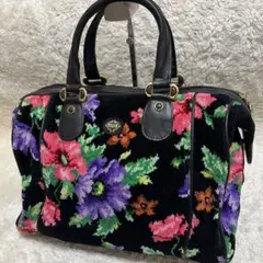 FEILER フェイラー　ボストンバッグ　ハンドバッグ　黒×花柄のサムネイル