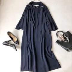 ユキコキミジマ フォーマルワンピース 日本製 式典 上品 ネイビー 13号