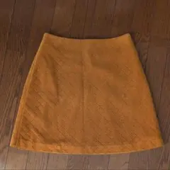 レイビームス ミニスカート 台形スカート ブラウン系 総柄 フロック加工