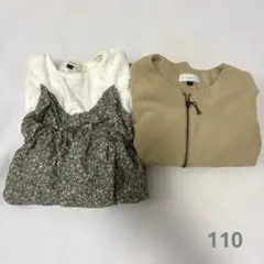 セラフ　薄手アウター・長袖ドッキングワンピース　セット　110 女の子　春秋