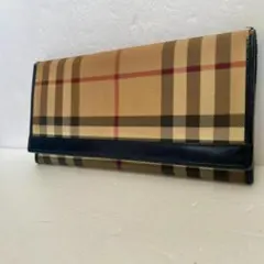 BURBERRY バーバリー ノバチェック キャンバス レザー ブラック 長財布
