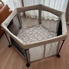 日本育児　ポータブルベビーサークル　クラウドグレー