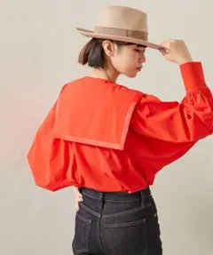 【SUM1 STYLE（スミ スタイル）】馬刺繍襟ビッグカラートップスのサムネイル