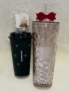 新品スタバ★ホリデー2025★コールドカップタンブラーリボン×リユーザブルカップ