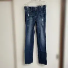 ダメージ加工ストレートデニムパンツ68