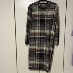 ZARA チェック柄 長袖ワンピース Lサイズ