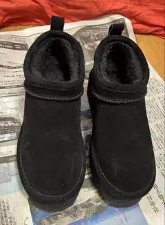 BEARPAW ブラック ムートンブーツ 厚底