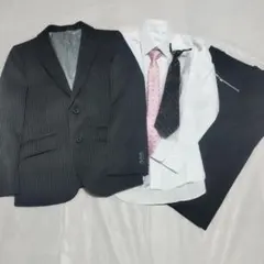 130 男の子 ワンダーファクトリー 黒 入学式フォーマルスーツ　卒園式スーツ
