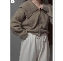 lawgy brushed big collar simple knit