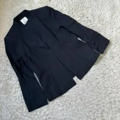 〈 RANGE ROVER 〉麻 混 ノーカラー ジャケットサイズ38 M 黒