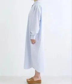 美品♡ Baserange ベースレンジ シャツワンピ ストライプ 長袖のサムネイル