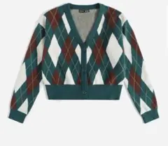 shein カーディガン　アーガイル柄