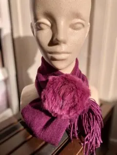 TGM ラビットファー付きパープルクロスマフラー