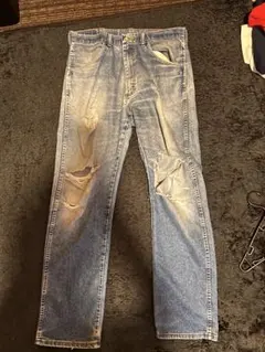 Wrangler デニム ブルー ダメージデニム M 古着 34×32