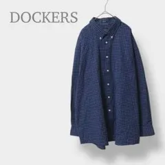 【ドッカーズ】ボタンダウンシャツ　長袖　チェック柄　大きいサイズ　メンズ　XXL