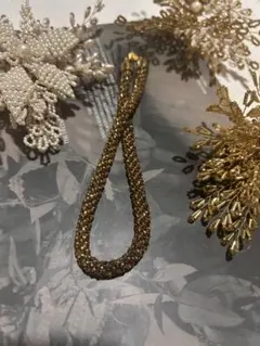 ビーズツイストデザインネックレス ゴールド