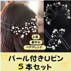 パール付きUピン 5本セット 成人式 ヘアアレンジ 簡単 華やか