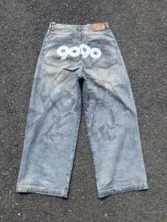 9090デニムバギーパンツヴィンテージ加工