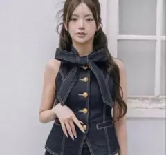 Darich ダーリッチ DDボタンリボンデニムトップス インディゴ - メルカリ