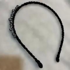 ビーズとベルベットリボンのカチューシャ