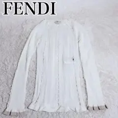 FENDI フェンディ 透かし編みサマーニット シアーリブカットソー 36 白