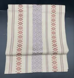 △名古屋帯 洒落帯　高級△ 正絹　博多織　献上柄　グレージュ系　313