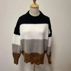 SHEIN 長袖ニット・セーター Mサイズ ストライプ