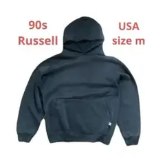 【USA製】【極上フェード】 90s ラッセル　黒　パーカー 短丈 激レア