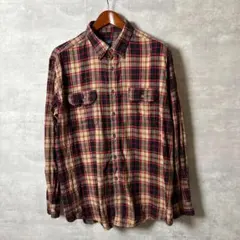 Faded Glory フランネル長袖シャツ チェック柄 XL ベージュ×黒×赤