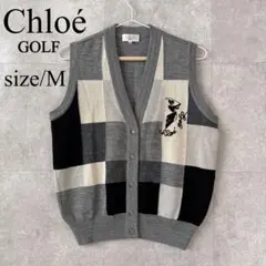 クロエ CHLOE ゴルフウェア ニットベスト M グレー ブロックチェック柄のサムネイル