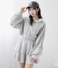 新品未使用⭐︎夢展望　サイドラインフリルジャージsetup グレー