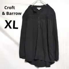 ★Croft & Barrow★ブラック 黒 薄手 ブラウス シャツ XL 海外
