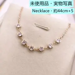 1362番優雅ダイヤモンド風ネックレス 約44cm + 5cm