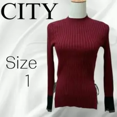 CITY シティ リブニット トップス ワインレッド サイズ1のサムネイル