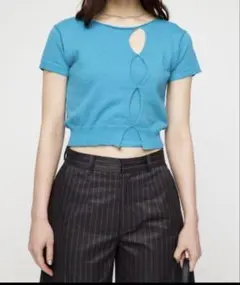LAGUA GEM♡2PIECE MELANGEニット ベアトップなし ブルーのサムネイル