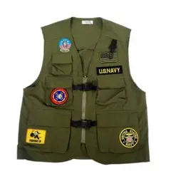 リメイク ミリタリータクティカルベスト U.S.NAVY ワッペン多数 カーキ