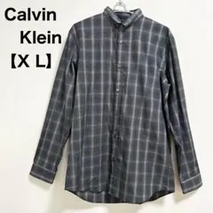 Calvin Klein　長袖　オンブレチェック　黒×グレー　X Lのサムネイル