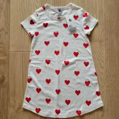 【未使用】プチバトー ハート柄 半袖ワンピース(パジャマ) 116cm