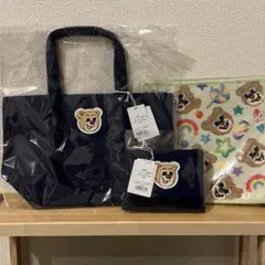 フェイラー　オールドテディ　ワッペントート ネイビー　Lサイズ　ポーチ　ハンカチ