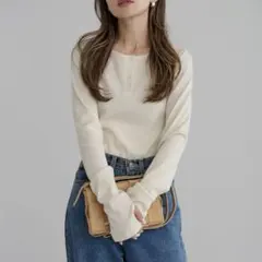 Bonjour Sagan 前後2WAYラメリブヘンリーネックプルオーバー