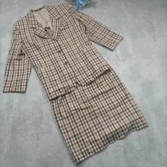 ダックス 日本製 セットアップ スカートスーツ チェック ウール (19AR)