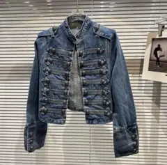 【4/11まで】デニム ナポレオンジャケット Napoléon jacket ナポレオンジャケット デニム L ダークブルー - メルカリ