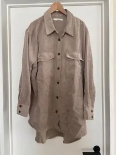 コーデュロイ ロングシャツ ベージュ&パンツ