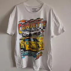 古着 Chevrolet Corvette レーシングTシャツ ホワイト XL