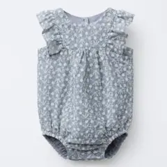 zara baby フラワープリント刺繍入りフリル　　ロンパース