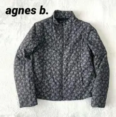 希少 アニエスベー ジャケット スタンドカラー 中綿 小花柄 ロゴ裏地